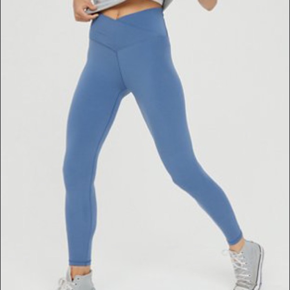 Aerie RealMe High Waist Crossover Leggings in Blue
